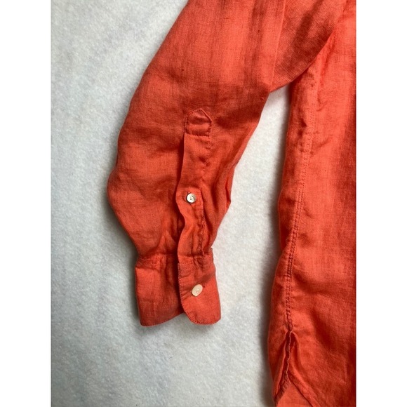 Banana Republic Womens Orange 100% Irish Linen Button Down Shirt Size S - Picture 3 of 9